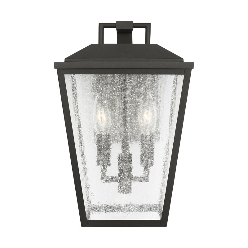 Kennewick Outdoor Fixture With Clear Seeded Shade, 13.75" H x 9" W x 10.375" D, 2 Lights, Textured Black