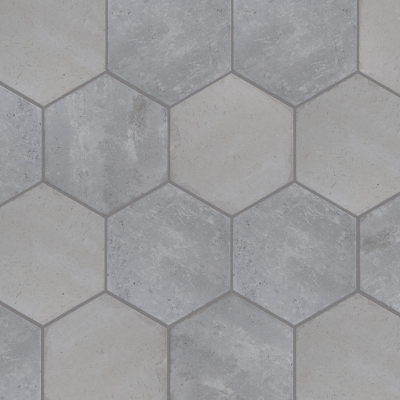Brickyard Hex 8-1/2 In. X 9-7/8 In. Porcelain Rustic Wall & Floor Tile, White