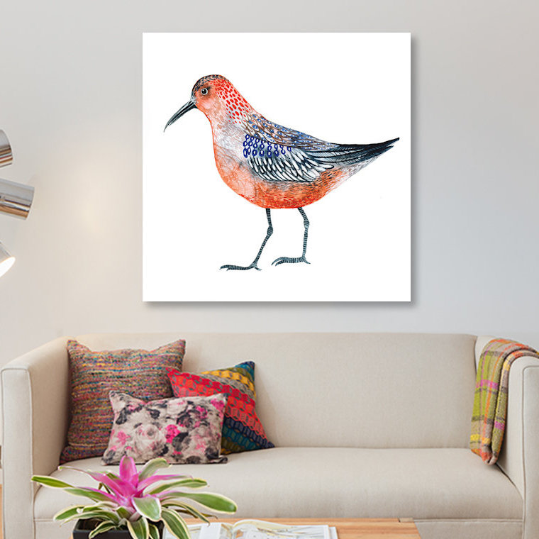 « red oiseau », impression sur toile, H 26 po x l 26 po x P 1,5 po, Pas de tapis, Toile tendue
