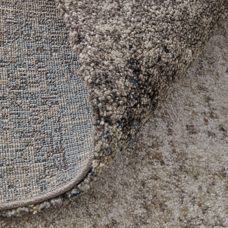 Templas moderne abstrait, gris / taupe / ivoire, Tapis de couloir 2 pi 6 po x 7 pi 3 po