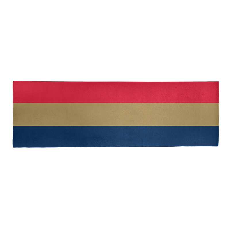 Tapis bleu marine/doré/rouge rayé, Tapis de couloir 2 pi 6 po x 8 pi