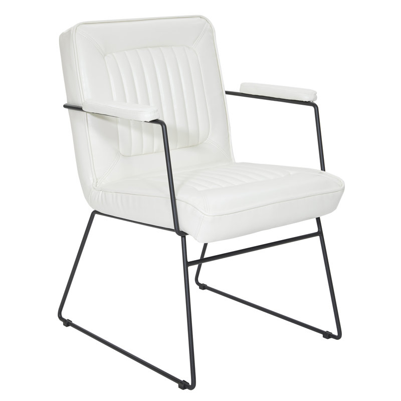 Fauteuil capitonné de 23,75 po Marrone, Similicuir blanc