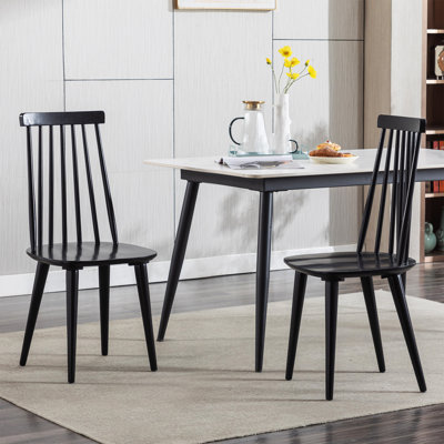 Delphina 17" Wide Mid-Century Modern Solid Wood Windsor Back Dining Chair