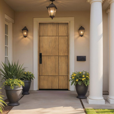 80" Quadrus Slab Only Mahogany Flush Panel Door - Contemporary, Modern, Unfinished