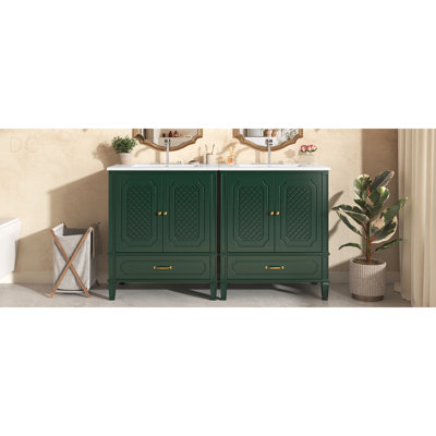 Ensemble de meuble-lavabo 60 po avec lavabo double 60 po, 2 armoires avec porte et 2 tiroirs
