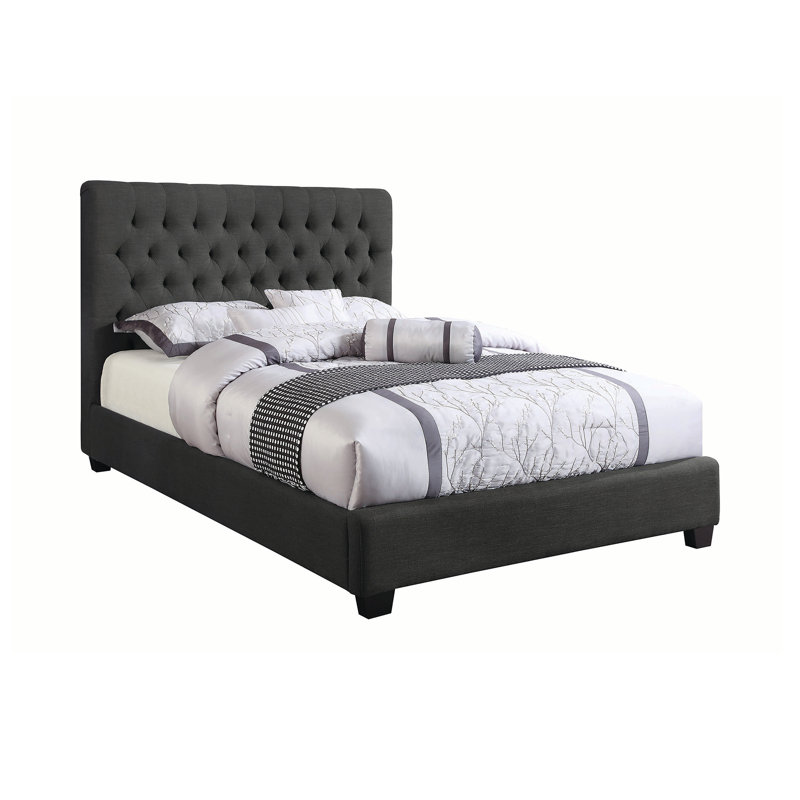 Upholstered Standard Bed, Charcoal, King