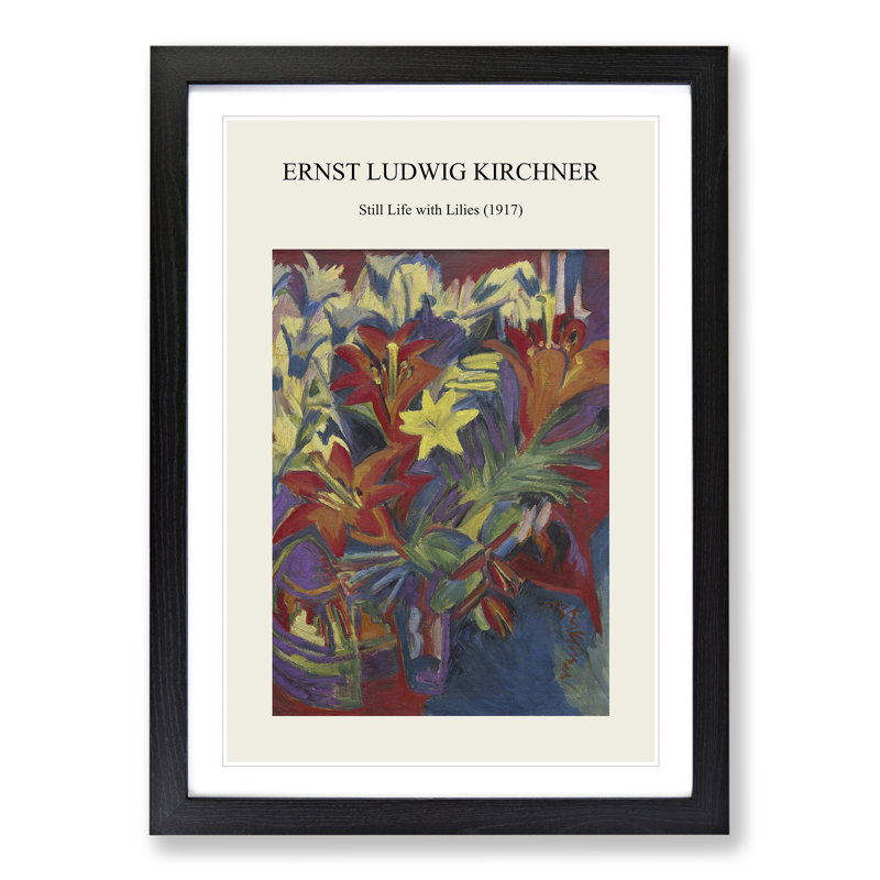 Still Life With Lilies by Ernst Ludwig Kirchner - Single Picture Frame Print, Black Framed, 36cm H x 27cm W x 2cm D