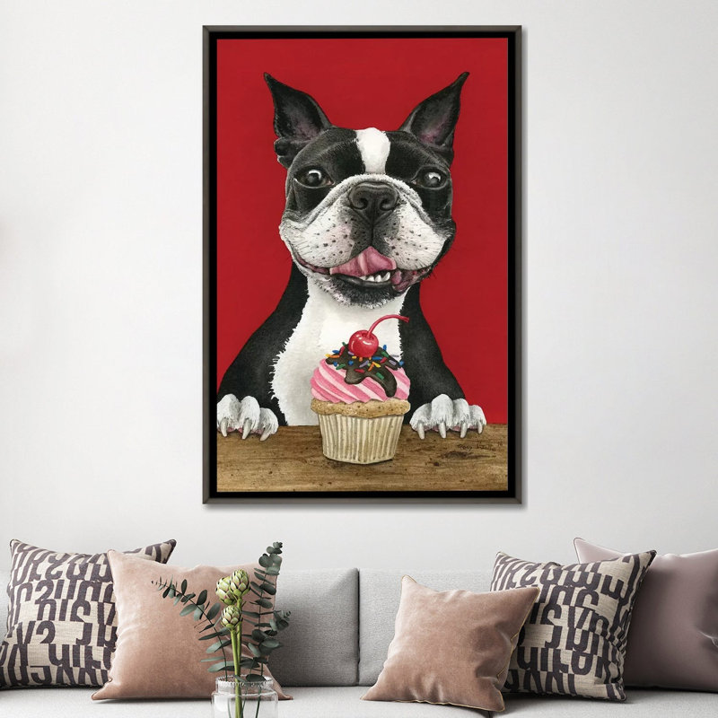 «Boston Cupcake» par Tracy Lizotte - impression, Toile encadrée de bois rustique foncé, Aucun mat