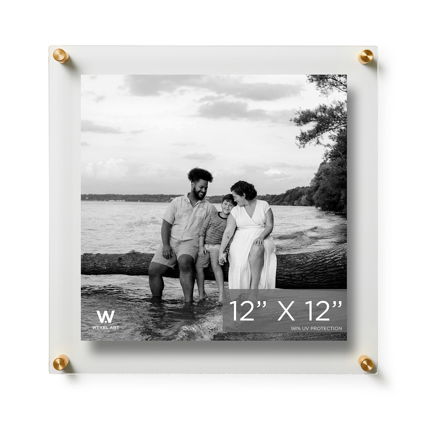 Acrylic Floating 16" x 20" Picture Frame, Gold, 12" W x 12" H