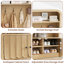 Arbre d'entrée avec tablette de rangement arquée, 8 crochets doubles, banc à chaussures renforcé, portes d'armoire festonnées et tablette à chaussures réglable, portemanteau avec banc de rangement pour chaussures pour entrée, chambre à coucher-1057199269