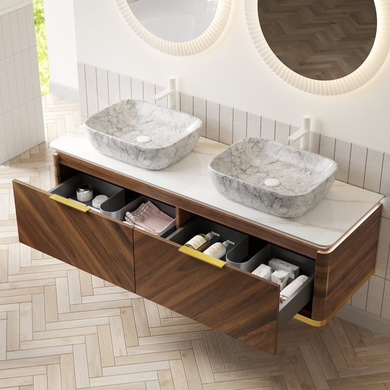 Bathroom Vanity&Sink, Dark Walnut