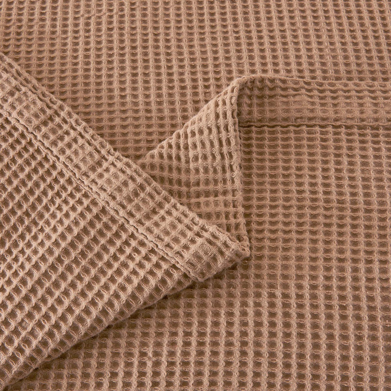 Couverture 100% coton gaufré Minali, Très grand, Caramel