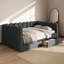 Grand lit de jour rembourré avec 2 tiroirs, gris-1132514872