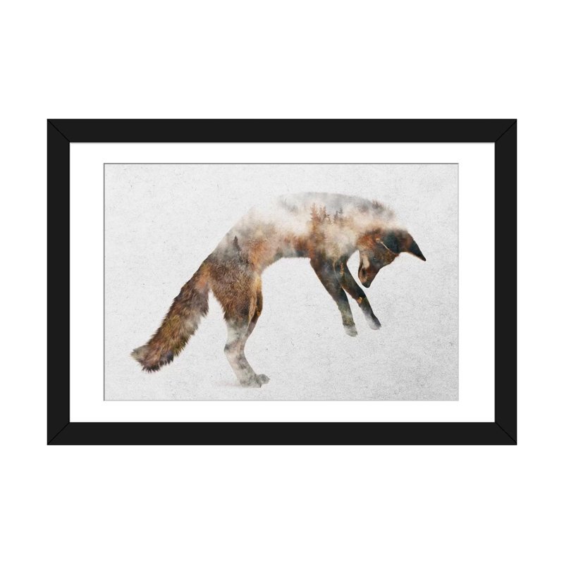 « saut fox », impression sur toile, Papier d'art encadré noir, H 16 po x l 24 po x P 1 po