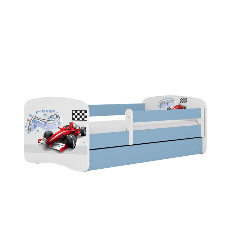 Cicero Drawer Bed and Mattress, European Toddler (80 x 160 cm), Blue/​White