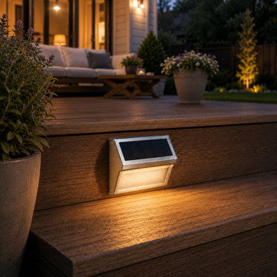 GKAJYZL Solar Step Wall Light, IP55 Waterproof LED Stair Light for Outdoor Stairs, Deck and Patio, Stainless Steel