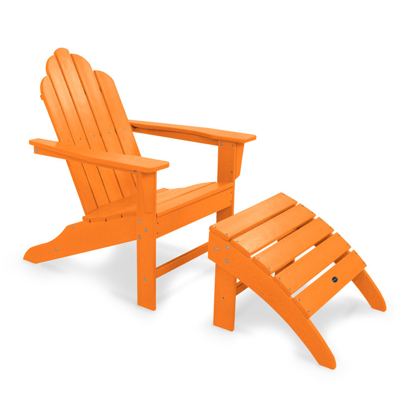 POLYWOOD Long Island Adirondack 2-Piece Set, Tangerine