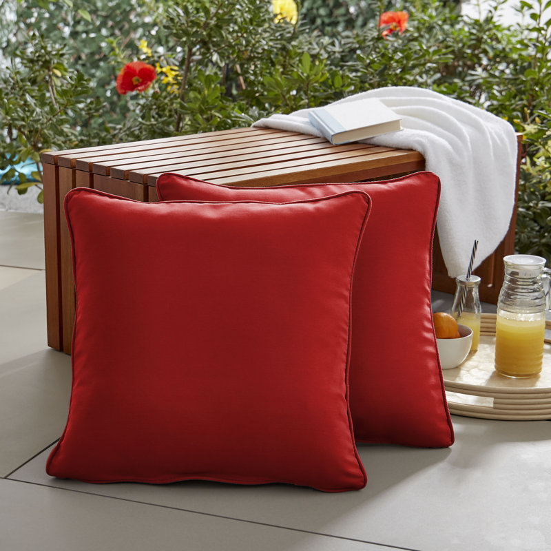 Erika Outdoor Reversible Throw Pillow, 20"H x 20"W, Canvas Jockey Red