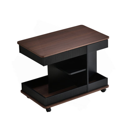 Adjustable End Table With Wheels, Modern Multifunctional Sofa Side Table With Lift-Top, 360°Rotating Top And Storage Space For Living Room, Small Space