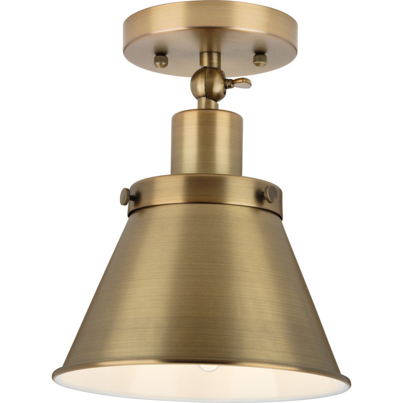 Plafonnier semi-encastré 1 lumière 8,25 po, Laiton rétro, Laiton rétro