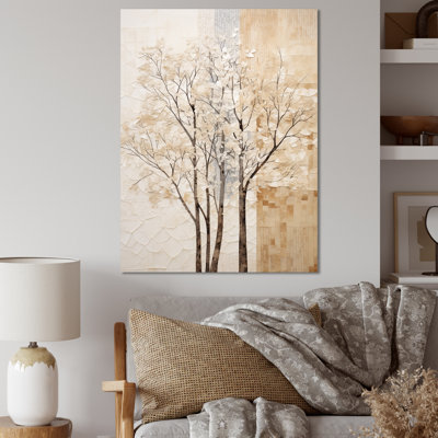 «Beige Trees Oak Solitude VII», reproduction sur toile