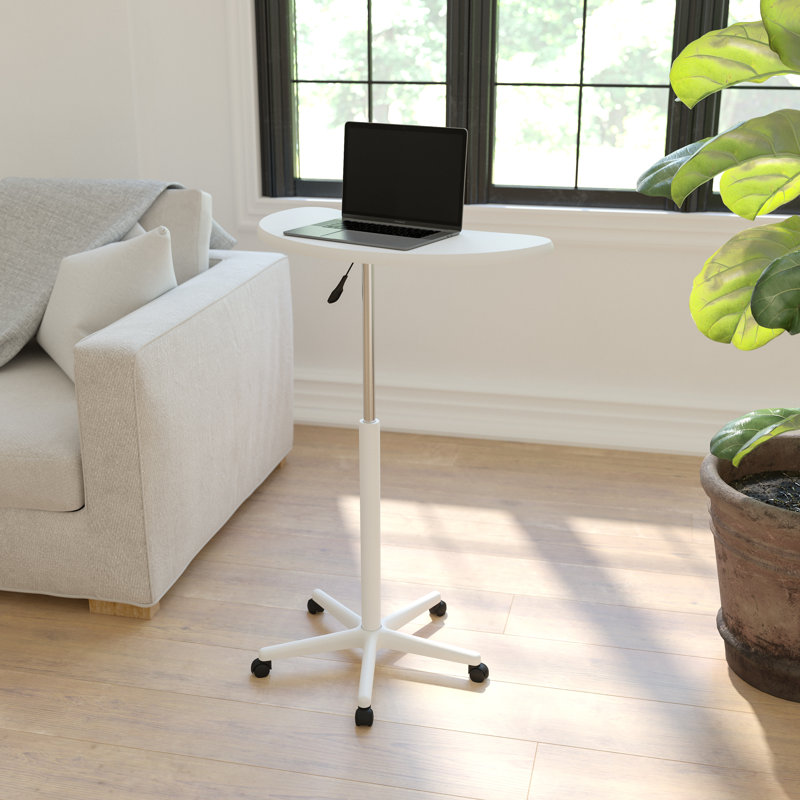 Sit to Stand Mobile Laptop Computer Desk, White