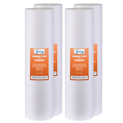 iSpring FP25BX4 20” x 4.5” Whole House Water Filter Replacement Cartridges - Fine Sediment Filters - 5 Micron - Pack of 4