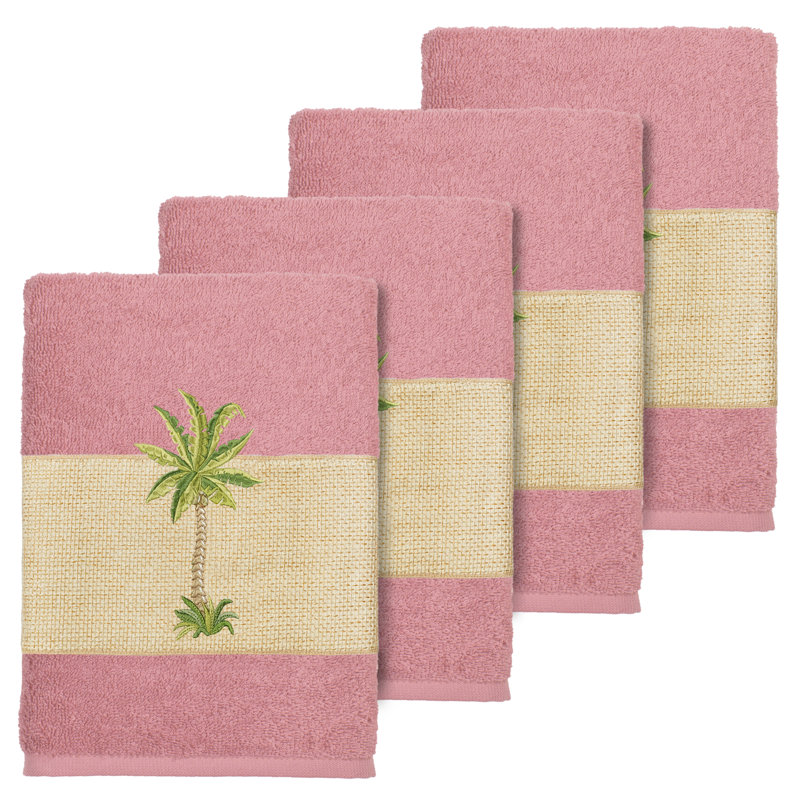 Colton 100% Turkish Cotton Embellished Washcloth, Tea Rose