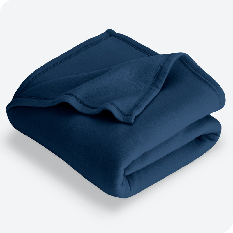 Full Dark Blue Reversible Fleece Blanket
