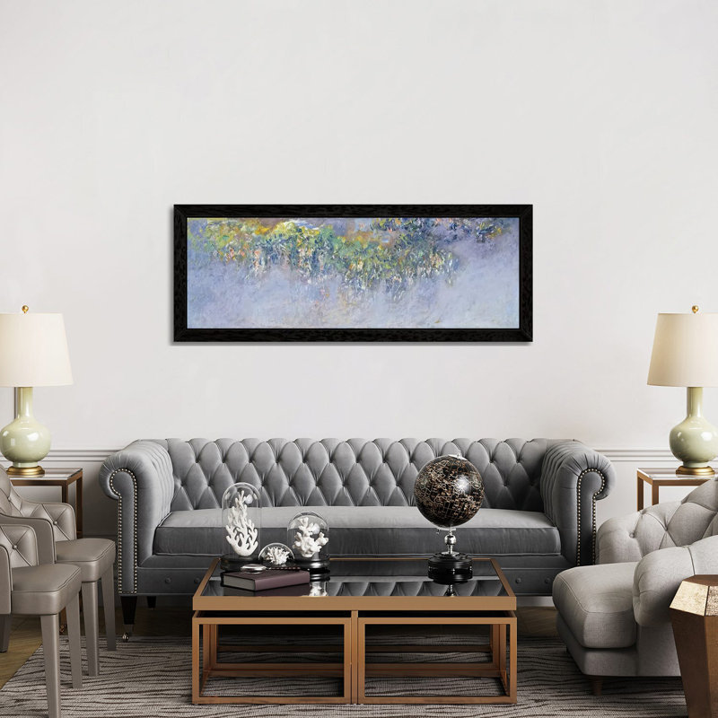 Wisteria, 1919-20 by Claude Monet - Panoramic Painting on Canvas, 30.48 cm H x 91.44 cm W, Black Framed