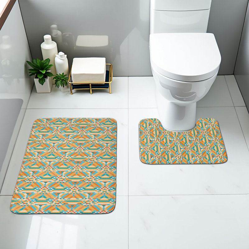  Ensemble de 2 tapis colorés pour salle de bain