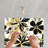 Black Glass Serving Board with Floral Pattern for Modern Kitchen Decor-114446702