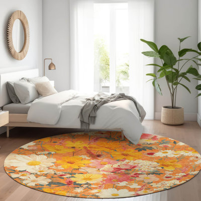 Machine Washable Indoor/Outdoor Claudian ACN1510 Orange Rug