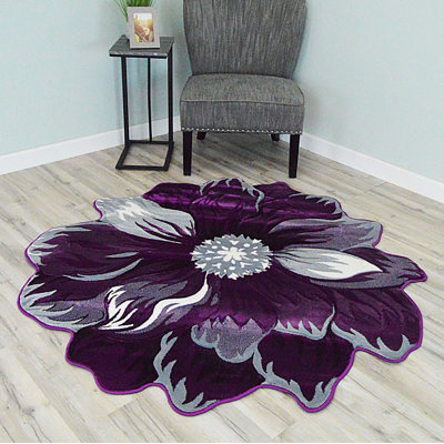 Tapis mauve à motif floral Duraisamy