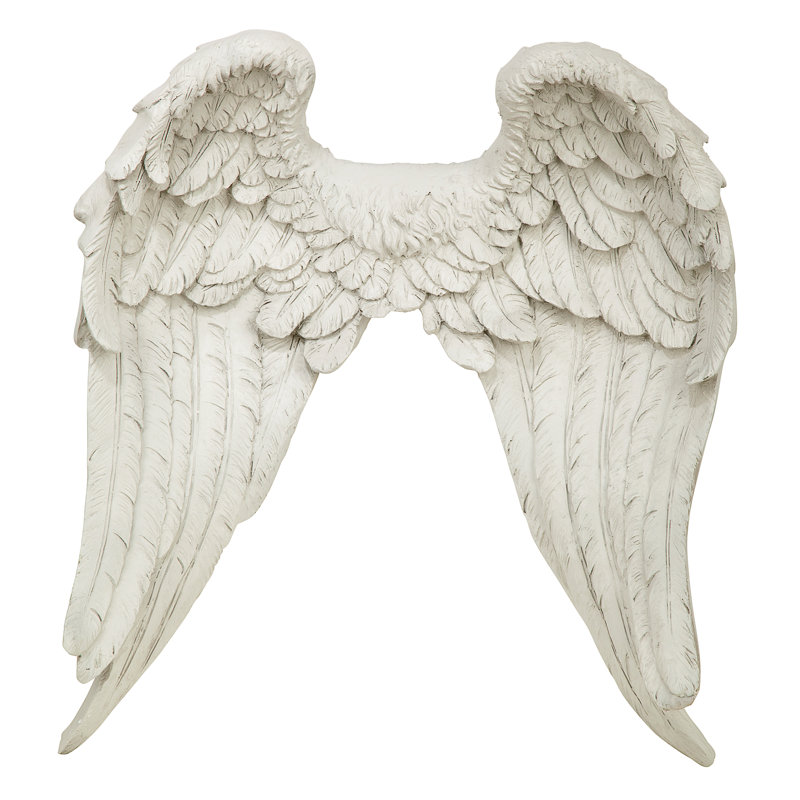 Off-White Resin Angel Wings Garden Statue, 26.5" Height