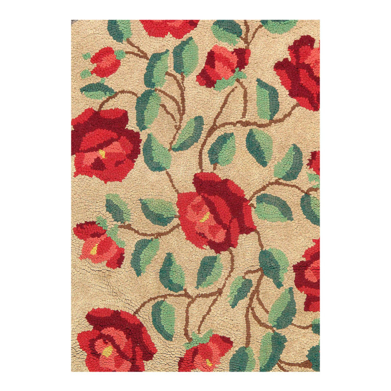 Antique American hooked rug 2'X 3'