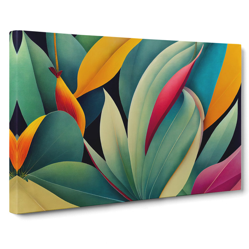 Mysterious Tropical Flowers - Wrapped Canvas Painting
