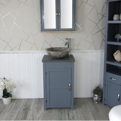 Scranton 515mm Single Bathroom Vanity with Vessel Stone Basin