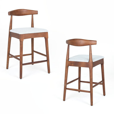 Solid Wood Bar Stool With Footrest 2 Packs by George Oliver