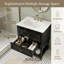 Meuble-lavabo de 24 po au design rétro avec lavabo en céramique standard, noir, 2 tiroirs et tablette ouverte, disposition de plomberie personnalisée, facile à nettoyer-130830792-130830797