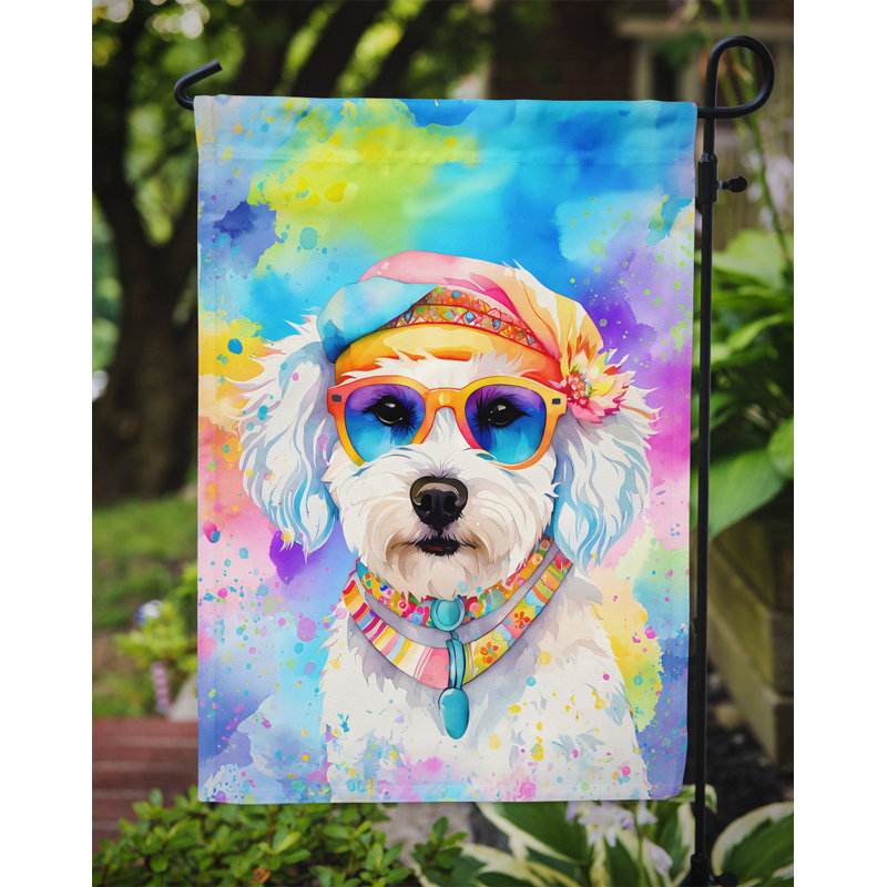 Drapeau de jardin Hippie Dawg, Bichon frisé