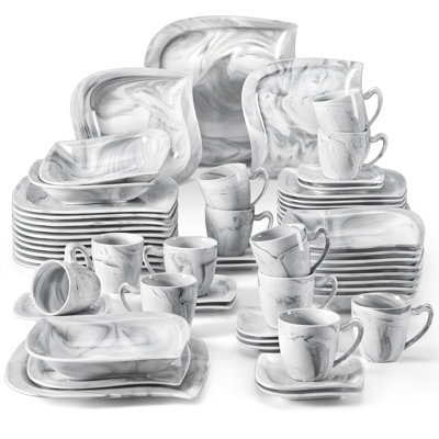 60 Piece Porcelain China Dinnerware Set - Service for 12