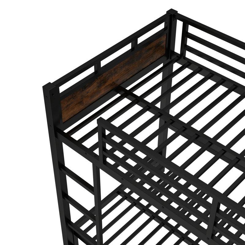 Metal Twin XL Over Twin XL Bunk Bed with Loft Conversion - Separable Into Loft and Single Bed, Raised Rail Guard, Vintage
