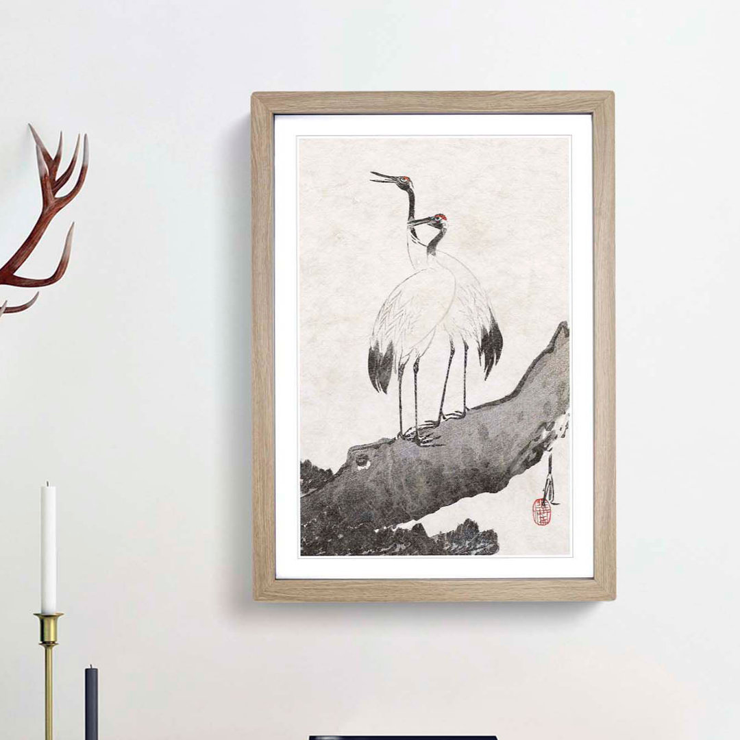 Two Cranes by Ogata Gekko - Framed Print
