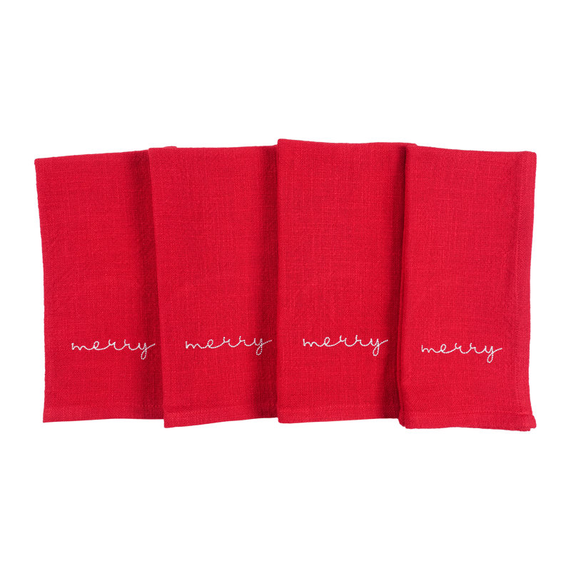 Serviettes de la misère, rouge brodé des Fêtes Monaco