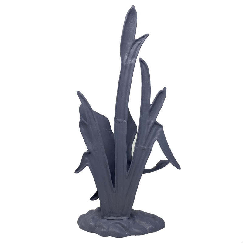 BIRD IN REEDS Iron Ornament 47cm, Grey Shimmer