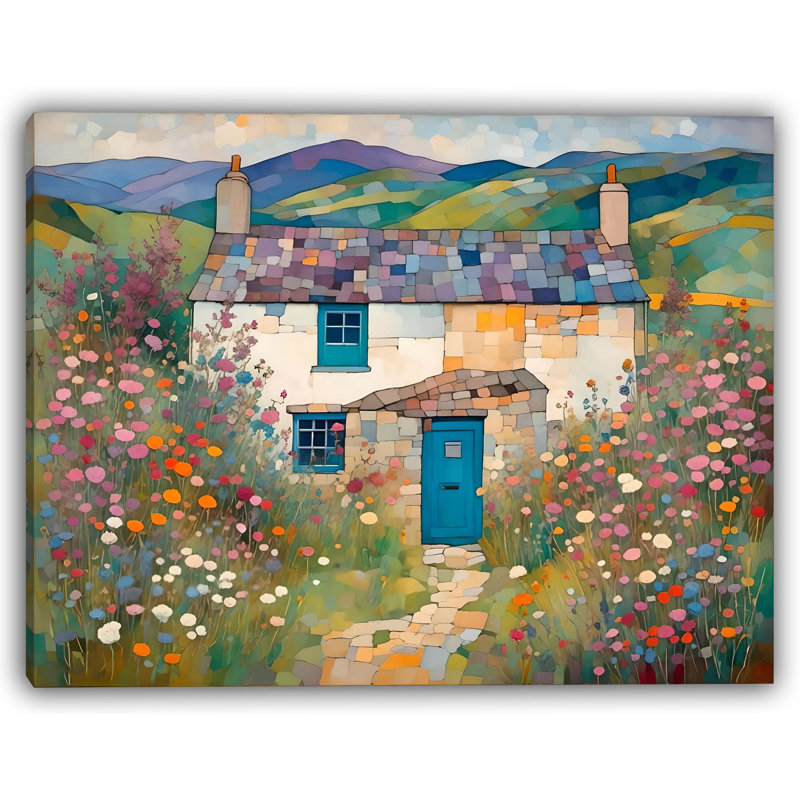 Charmant chalet en pierre - Art mural sur toile tendue, H 24 po x l 30 po x P 1,5 po