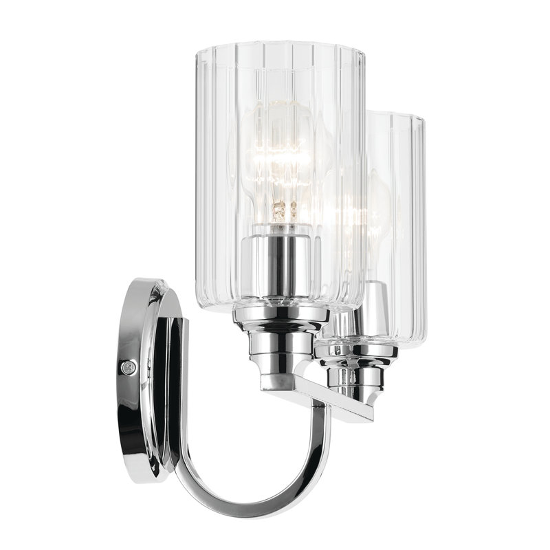 Éclairage pour salle de bain 2 lumières 14,25 po avec verre, Clair, Chrome chrome