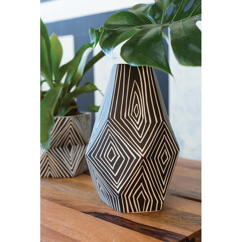 Vase de table en grès de 9,5 po Alexzandrya