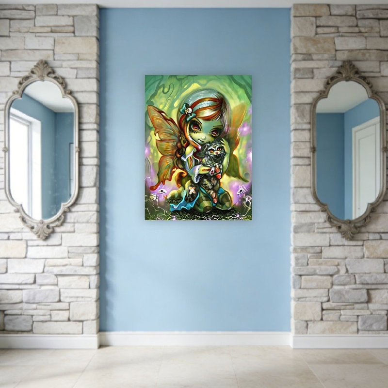 Étrangler mon chat zombie, art mural non encadré, L 36 po x l 24 po